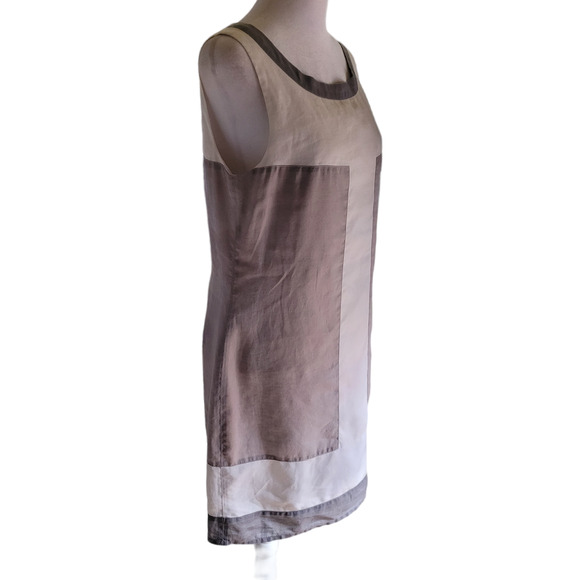 PROMOD Women's Colorblock Sleeveless Shift Dress Sz Small Neutral Minimalist - Picture 3 of 5